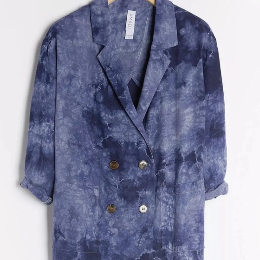 NWT Anthropologie Blue Tie Dye Blazer - Picture 2 of 3